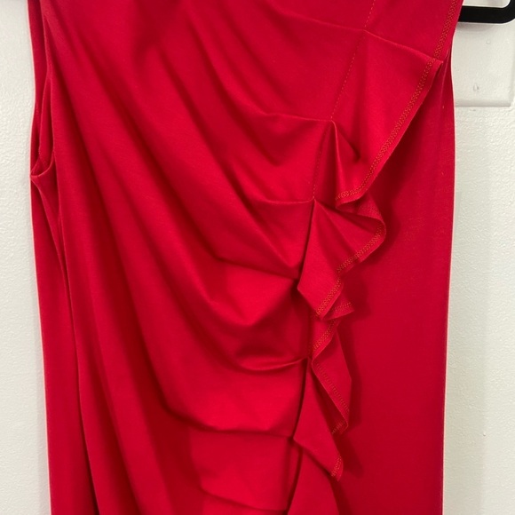 Lafayette 148 New York Dress Sheath Ruffle Sz 12 Red Office Event Designer NWT - Picture 3 of 10